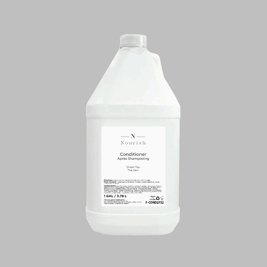 Nourish Lemongrass & Green Tea Conditioner in gallon size, perfect for luxurious hair care in hospitality settings.