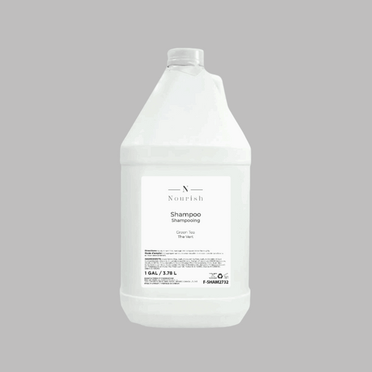 Nourish Lemongrass & Green Tea Shampoo in a gallon, perfect for an exceptional hair care experience.