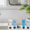 a set of guest amenities in a beautiful bathroom