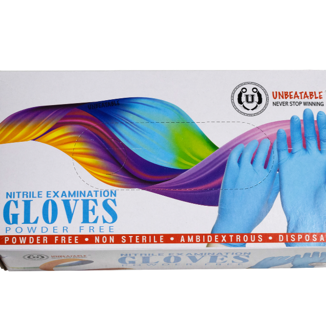 Premium Nitrile Gloves – All Sizes (100 per Case), latex-free, durable, ideal for cleaning and healthcare use.
