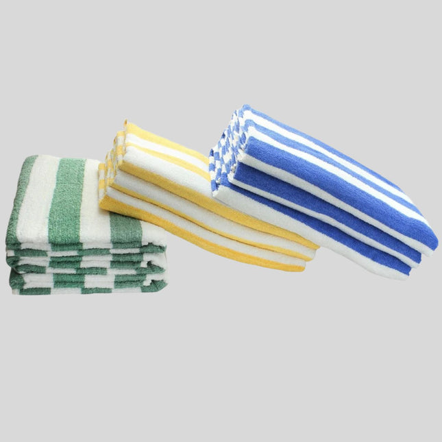 Luxurious Oxford Basic Stripe Pool Towels 30" x 60" in vibrant colors, perfect for enhancing any poolside experience.