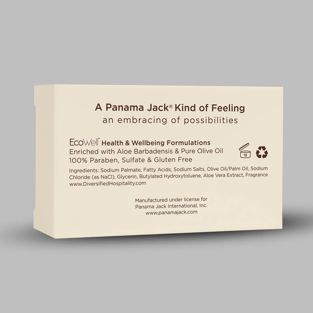 Panama Jack Wisteria Cleansing Bar – 1 oz. showcases elegant packaging, enhancing any hotel amenity experience.
