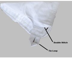 Close-up of the Premium Duvet Insert / Comforter showing double stitching and tie loop for secure attachment.