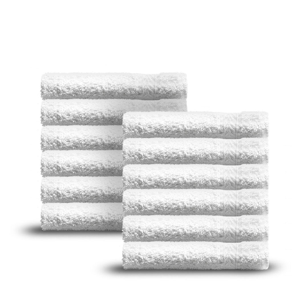 Oxford Gold Dobby Washcloth 13x 13 - 12 Per Pack, soft and durable, ideal for hotels and Airbnb hosts.