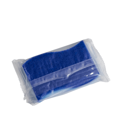 Durable Scrub Sponge - 100 Per case, individually wrapped for effective cleaning in kitchens and bathrooms.