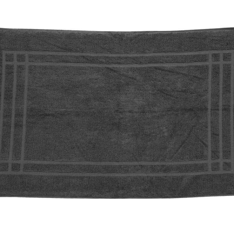 Luxurious Oxford Imperiale Grey Bath Mat 22"x34" enhances bathroom décor with its plush, absorbent design.
