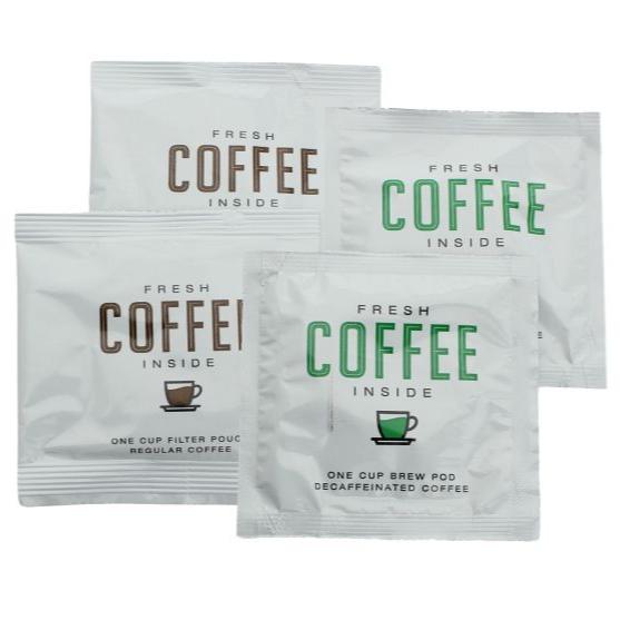 Fresh 1 Cup Coffee – Case of 200 featuring single-serving packets for a bold, smooth coffee experience. Perfect for guests.