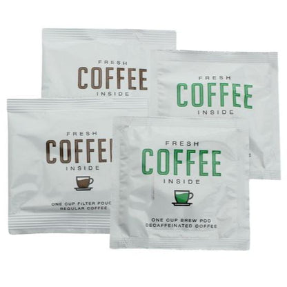 Fresh 1 Cup Coffee – Case of 200 featuring single-serving packets for a bold, smooth coffee experience. Perfect for guests.