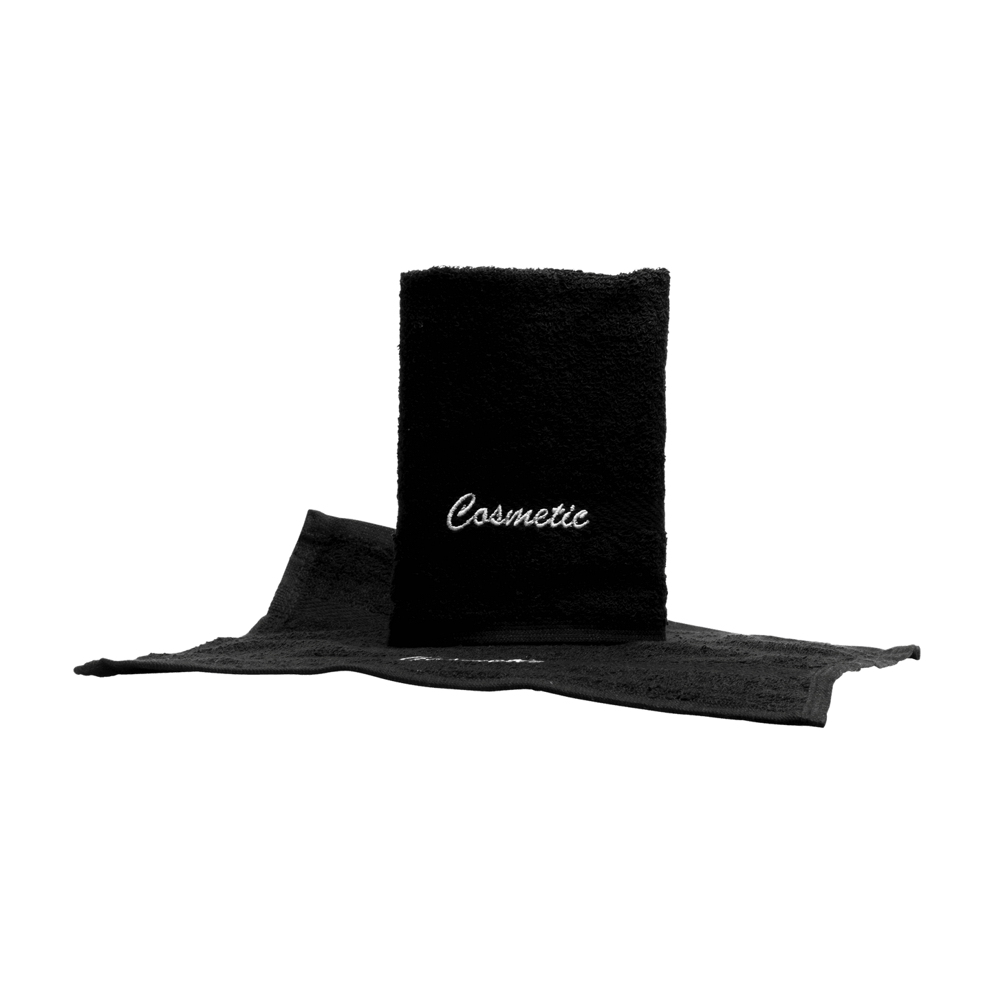 Premium Cosmetic Towels 12x 12 – Pack of 12 (Bleach-Proof) in black, eco-friendly, ultra-soft for makeup removal.