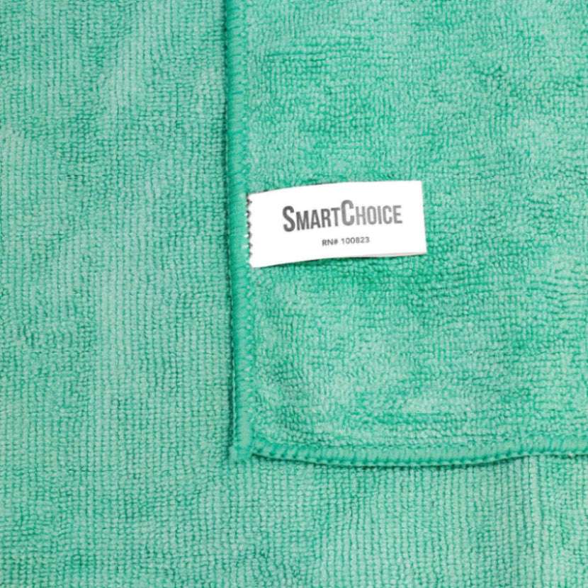 Vibrant green Microfiber Cleaning Cloths - 16"x16" by SmartChoice, perfect for effective dust and smudge removal.