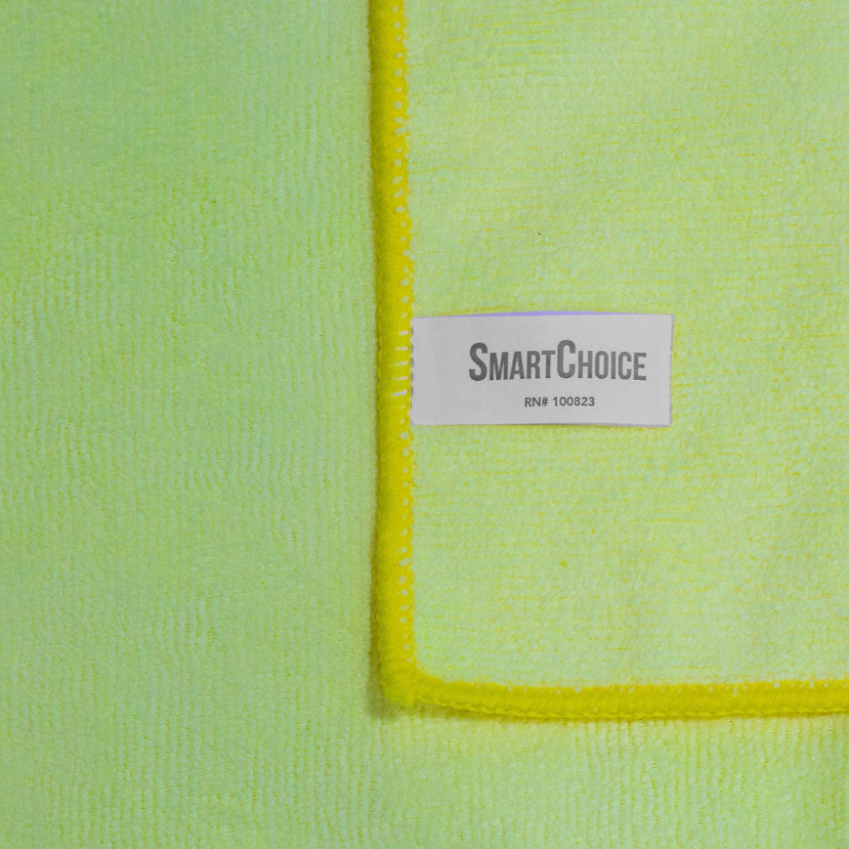 Bright yellow Microfiber Cleaning Cloths - 16"x16" by SmartChoice, perfect for effective dust and dirt removal.
