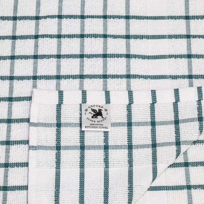Elevate your kitchen with Premium Kitchen Towels – 12-Pack in stylish green and white, perfect for daily tasks.
