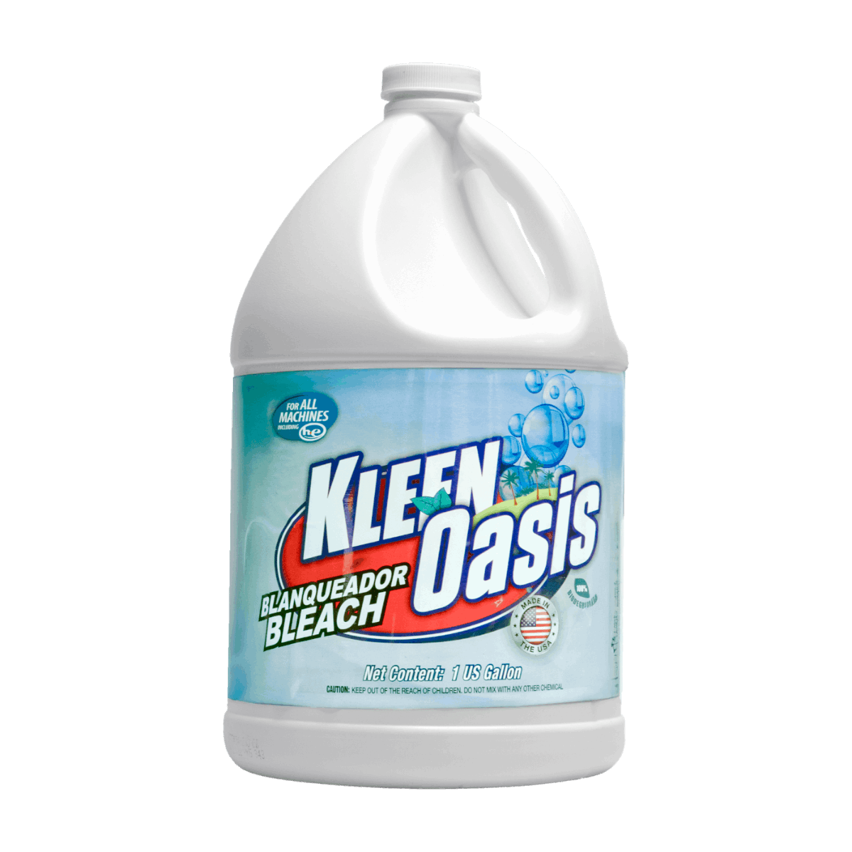 Kleen Oasis cleaning bleach 3% - 6 Gallons per case, perfect for disinfecting and tough stain removal.