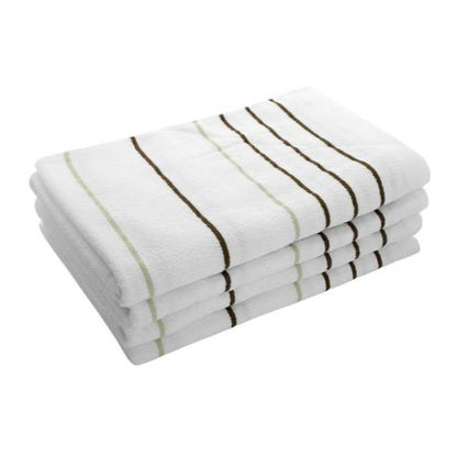 Luxurious Pinnacle Premium Pool Towels 35" x 70" in optic white with stylish stripes, perfect for poolside relaxation.