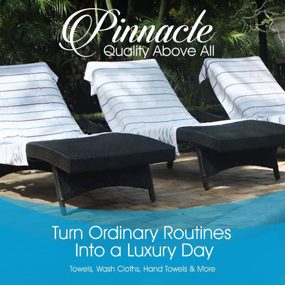 Enhance your poolside with Pinnacle Premium Pool Towels 35" x 70", made from soft, absorbent ring-spun cotton.