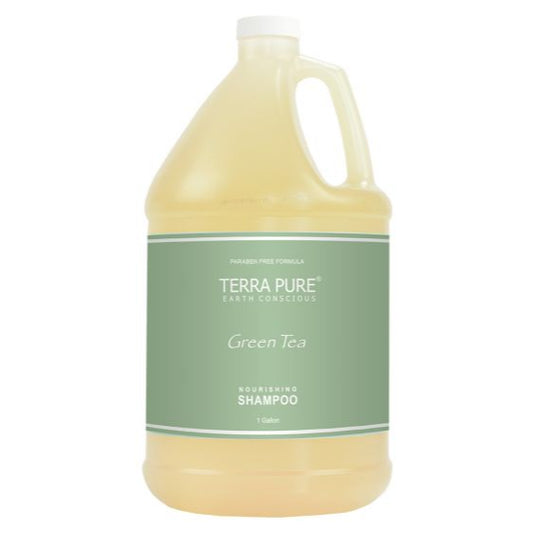 Terra Pure Green Tea Shampoo - Case 2 or 4 Gallons offers gentle cleansing and hydration for revitalized hair.