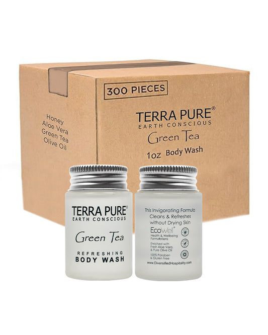 Terra Pure Green Tea Body Wash - 1 oz offers refreshing cleansing and hydration for your skin in a convenient travel size.